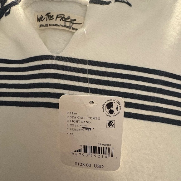 Free People We The Free It's A Vibe Printed Hoodie XL Sea Call Combo NWT - Picture 3 of 5